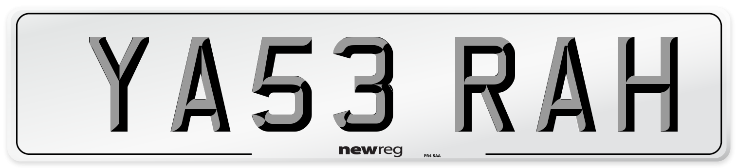 YA53 RAH Number Plate from New Reg
